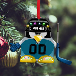 Hockey Penguin With Hockey Stick Personalized Christmas Ornament Gift For Hockey Players - Ornament - GoDuckee