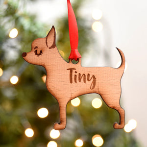 Chihuahua Personalized Christmas Dog Wood Ornament 01pjxx240822-15 - Ornament - GoDuckee