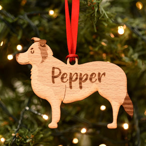 Border Collie Personalized Christmas Dog Wood Ornament 01pjxx240822-10 - Ornament - GoDuckee