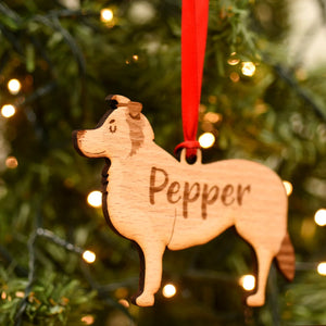 Border Collie Personalized Christmas Dog Wood Ornament 01pjxx240822-10 - Ornament - GoDuckee