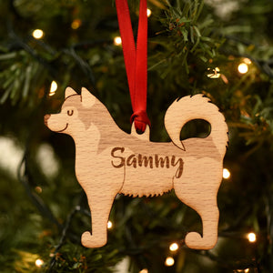 Alaskan Malamute Personalized Christmas Wood Ornament, Gift For Dog Lovers 01pjxx240822-02 - Ornament - GoDuckee