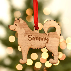 Alaskan Malamute Personalized Christmas Wood Ornament, Gift For Dog Lovers 01pjxx240822-02 - Ornament - GoDuckee