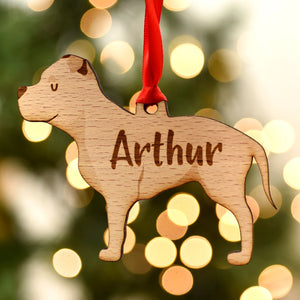 Staffordshire Bull Terrier Personalized Christmas Dog Wood Ornament 01pjxx240822-42 - Ornament - GoDuckee