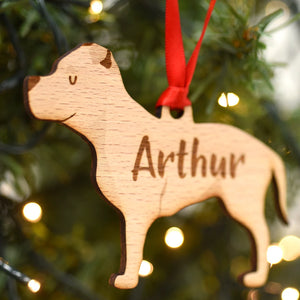 Staffordshire Bull Terrier Personalized Christmas Dog Wood Ornament 01pjxx240822-42 - Ornament - GoDuckee