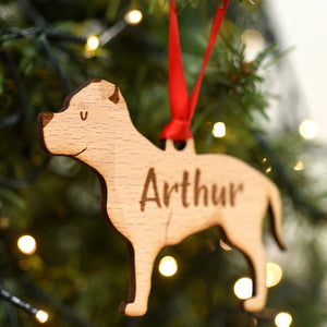 Staffordshire Bull Terrier Personalized Christmas Dog Wood Ornament 01pjxx240822-42 - Ornament - GoDuckee