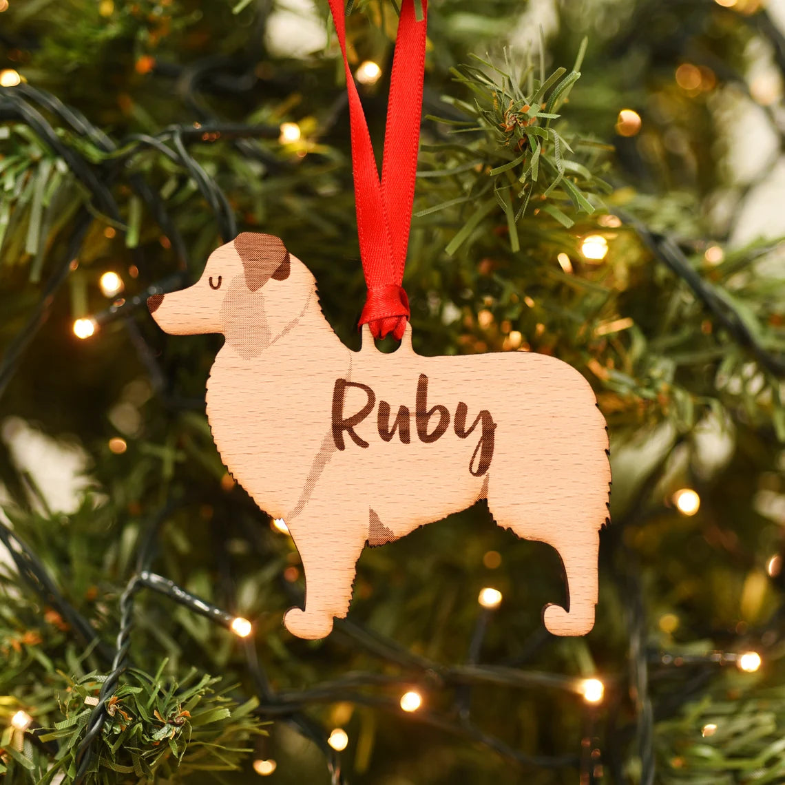 Australian Shepherd Personalized Christmas Wood Ornament, Gift For Dog Lovers 01pjxx240822-04 - Ornament - GoDuckee