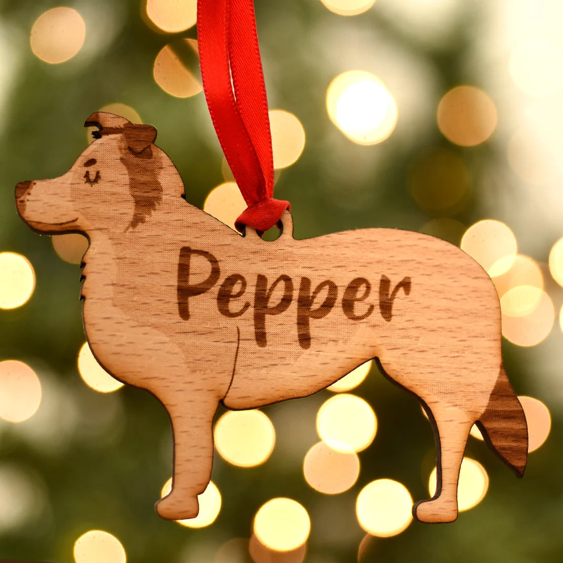 Border Collie Personalized Christmas Dog Wood Ornament 01pjxx240822-10 - Ornament - GoDuckee