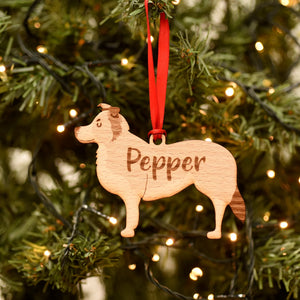 Border Collie Personalized Christmas Dog Wood Ornament 01pjxx240822-10 - Ornament - GoDuckee