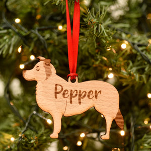 Border Collie Personalized Christmas Dog Wood Ornament 01pjxx240822-10 - Ornament - GoDuckee