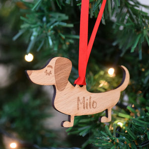 Dachshund Personalized Christmas Dog Wood Ornament 01pjxx240822-20 - Ornament - GoDuckee