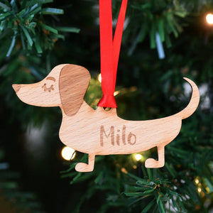 Dachshund Personalized Christmas Dog Wood Ornament 01pjxx240822-20 - Ornament - GoDuckee