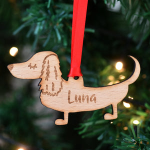 Dachshund Personalized Christmas Dog Wood Ornament 01pjxx240822-20 - Ornament - GoDuckee