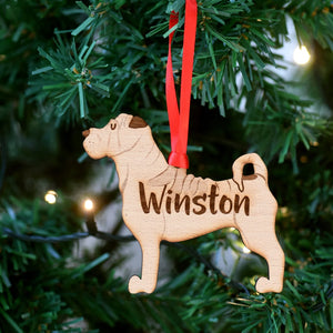 Shar Pei Personalized Christmas Dog Wood Ornament 01pjxx240822-37 - Ornament - GoDuckee