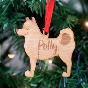 Shiba Inu Personalized Christmas Dog Wood Ornament 01pjxx240822-39 - Ornament - GoDuckee