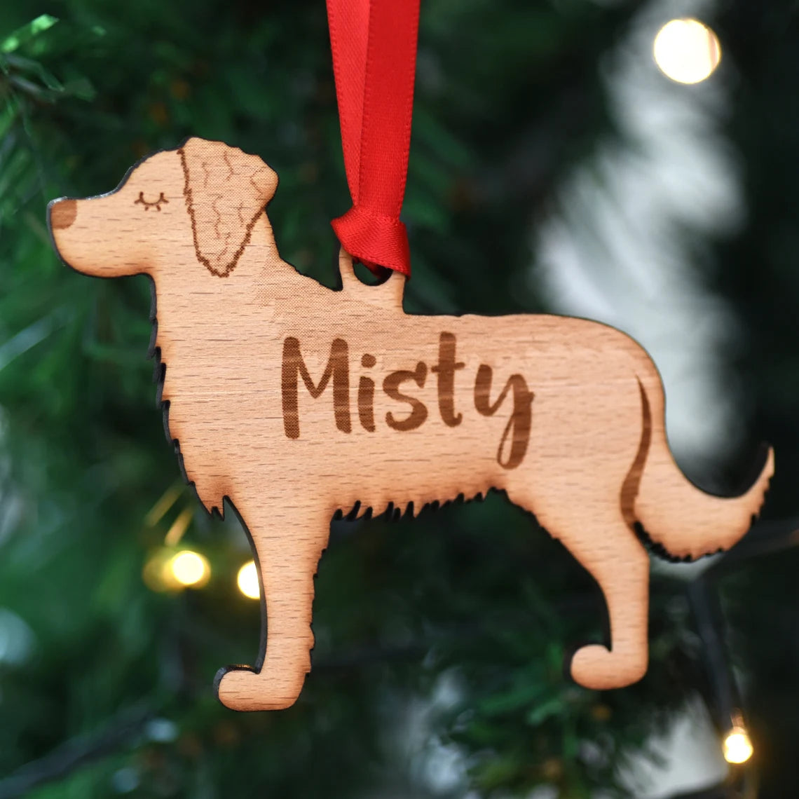 Golden Retriever Personalized Christmas Dog Wood Ornament 01pjxx240822-26 - Ornament - GoDuckee