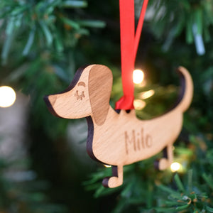 Dachshund Personalized Christmas Dog Wood Ornament 01pjxx240822-20 - Ornament - GoDuckee