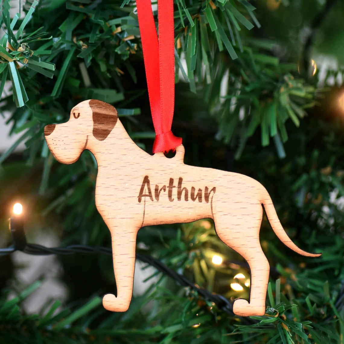 Great Dane Personalized Christmas Dog Wood Ornament 01pjxx240822-27 - Ornament - GoDuckee