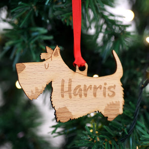 Scottish Terrier Personalized Christmas Dog Wood Ornament 01pjxx240822-36 - Ornament - GoDuckee