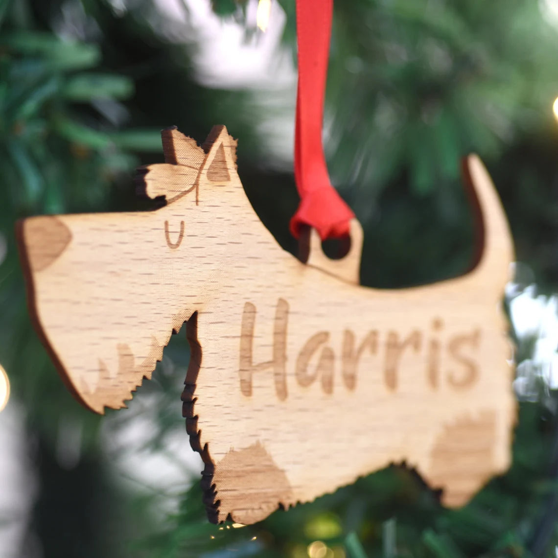 Scottish Terrier Personalized Christmas Dog Wood Ornament 01pjxx240822-36 - Ornament - GoDuckee