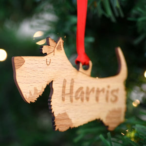 Scottish Terrier Personalized Christmas Dog Wood Ornament 01pjxx240822-36 - Ornament - GoDuckee