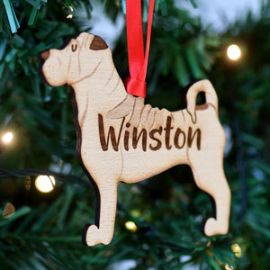 Shar Pei Personalized Christmas Dog Wood Ornament 01pjxx240822-37 - Ornament - GoDuckee