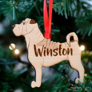 Shar Pei Personalized Christmas Dog Wood Ornament 01pjxx240822-37 - Ornament - GoDuckee