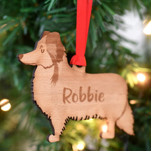 Shetland Sheepdog Personalized Christmas Dog Wood Ornament 01pjxx240822-38 - Ornament - GoDuckee