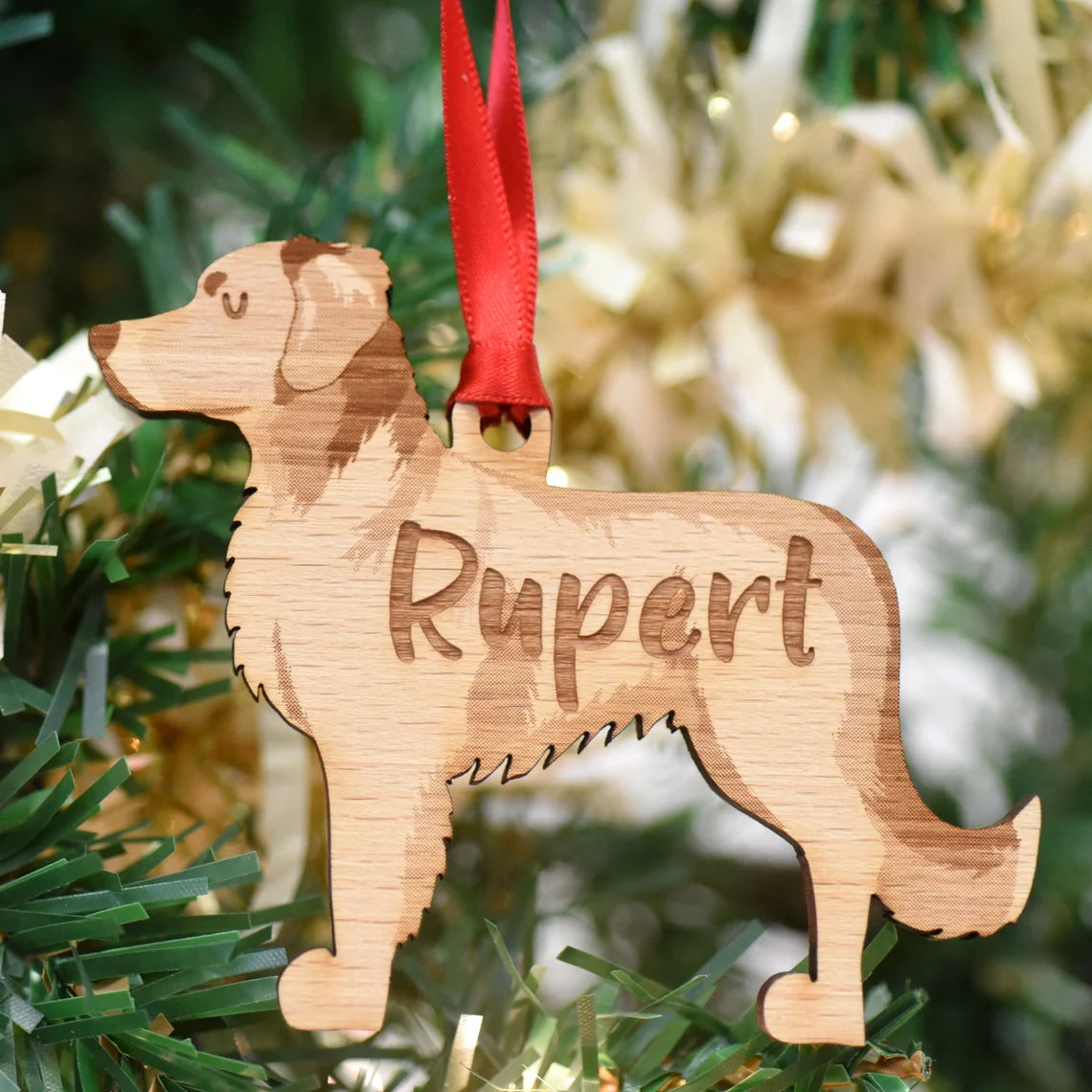 Nova Scotia Duck Tolling Retriever Personalized Christmas Dog Wood Ornament 01pjxx240822-34 - Ornament - GoDuckee