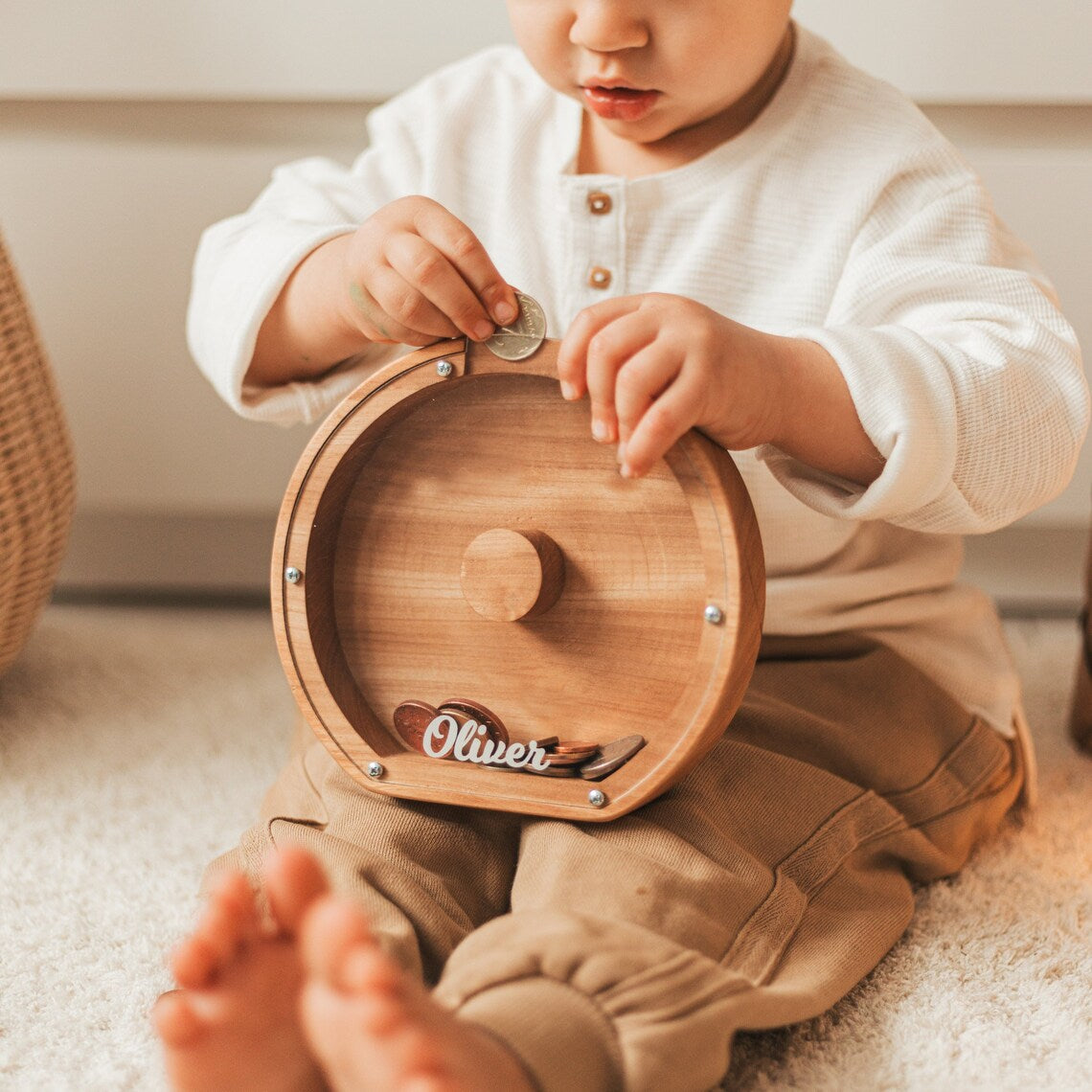 Personalized Wooden Letter Piggy Bank - Gifts for Kids - Wood Sign - GoDuckee