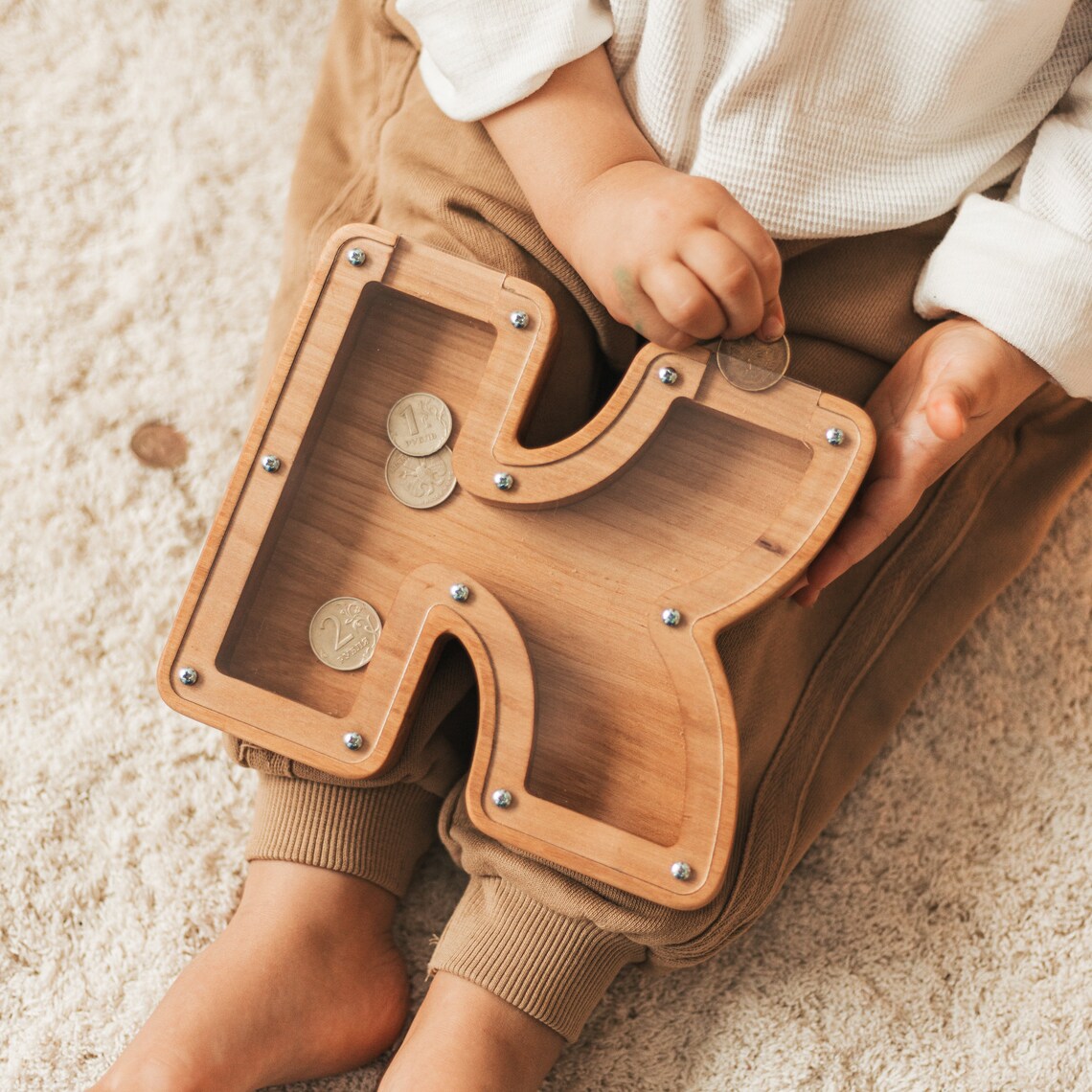 Custom Animal Bank, Wooden Letter Piggy Bank - Gifts for Kids - Wood Sign - GoDuckee