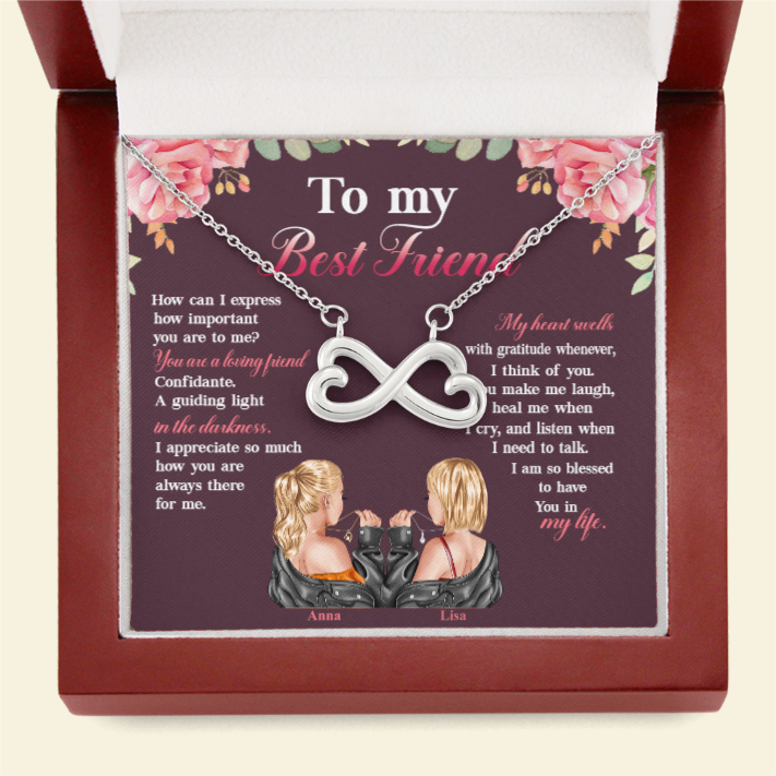 Friend You Make Me Laugh - Personalized Infinity Hearts Necklace - Gift for Bestie - Jewelry - GoDuckee