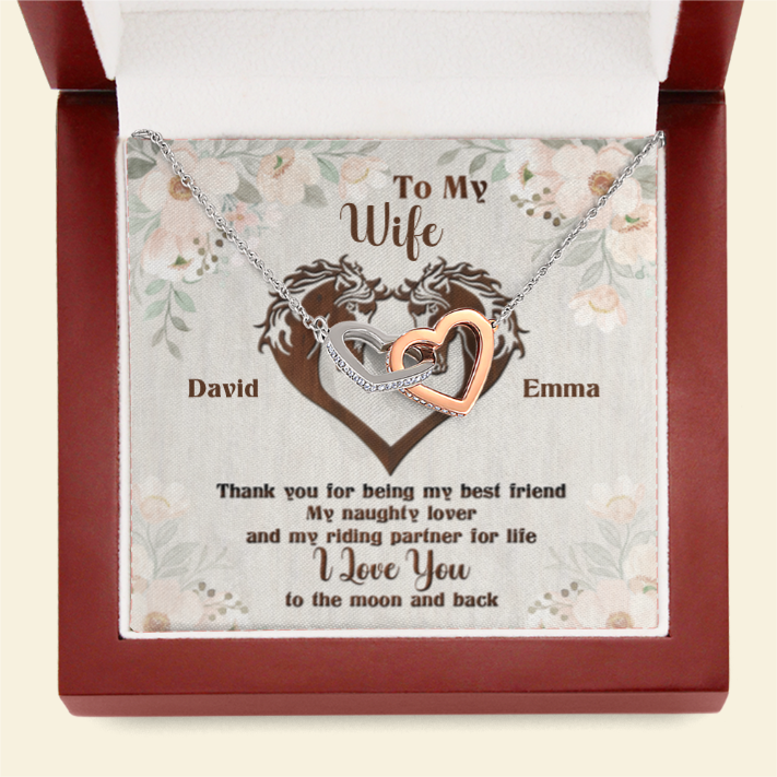 Horse My Wife - Partner For Life - Personalized Interlocking Hearts Necklace - Gift for Her - Jewelry - GoDuckee