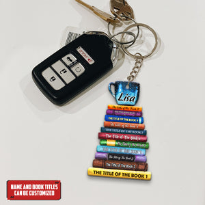 Custom Book Tittle - Personalized Stack Book Keychain - Gift For Book Lovers - Ornament - GoDuckee