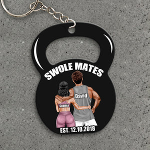 Personalized Gym Couple Kettlebell Keychain - Swole Mates I love You For Your Personality - Keychains - GoDuckee