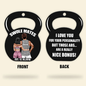 Personalized Gym Couple Kettlebell Keychain - Swole Mates I love You For Your Personality - Keychains - GoDuckee