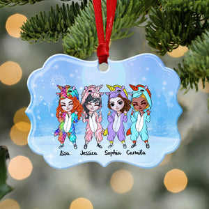Unicorn Besties Talk Sh*t About You - Personalized Friend Sisters Benelux Ornament - Gift For Soul Sisters - Ornament - GoDuckee