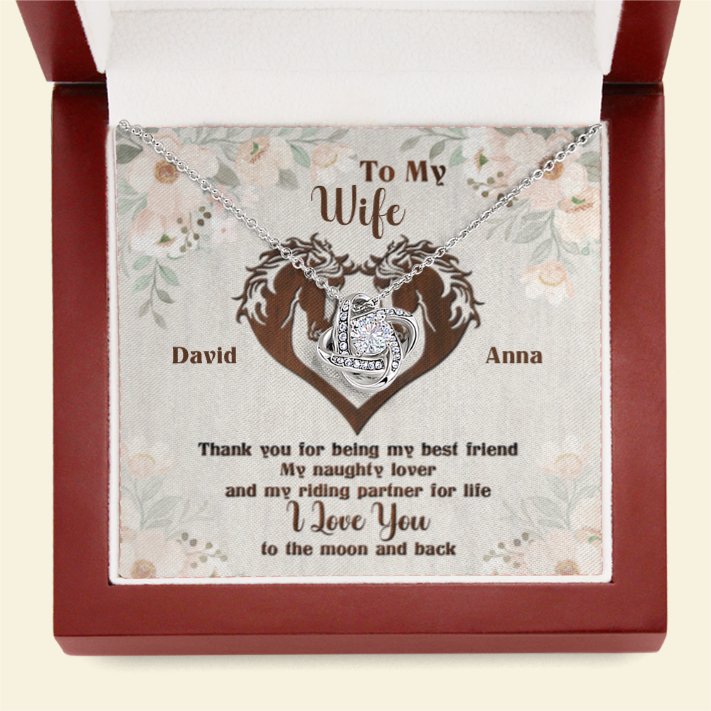 Horse My Wife - Partner For Life - Personalized Love Knot Necklace- Gift for Her - Jewelry - GoDuckee