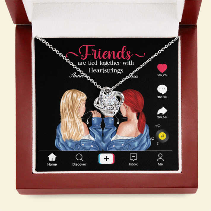 Friends Are Tied Together With Heartstrings - Personalized Love Knot Necklace - Gift for Bestie - Jewelry - GoDuckee