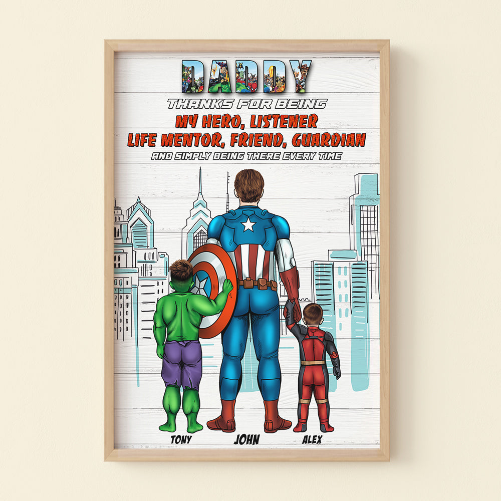 Mommy Daddy Thanks For Being My Hero Listener Life Mentor Friend Guardian And Simply Being There Every Time, Dad Mom Poster Canvas - Poster & Canvas - GoDuckee
