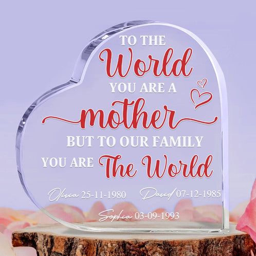 To Our Family You Are The World, Personalized Acrylic Plaque, Gift For Mom, Mother's Day Gift - Decorative Plaques - GoDuckee