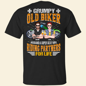 Personalized Biker Shirt - Grumpy Old Biker Husband & Super Sexy Wife - Couple With A Bike - Shirts - GoDuckee