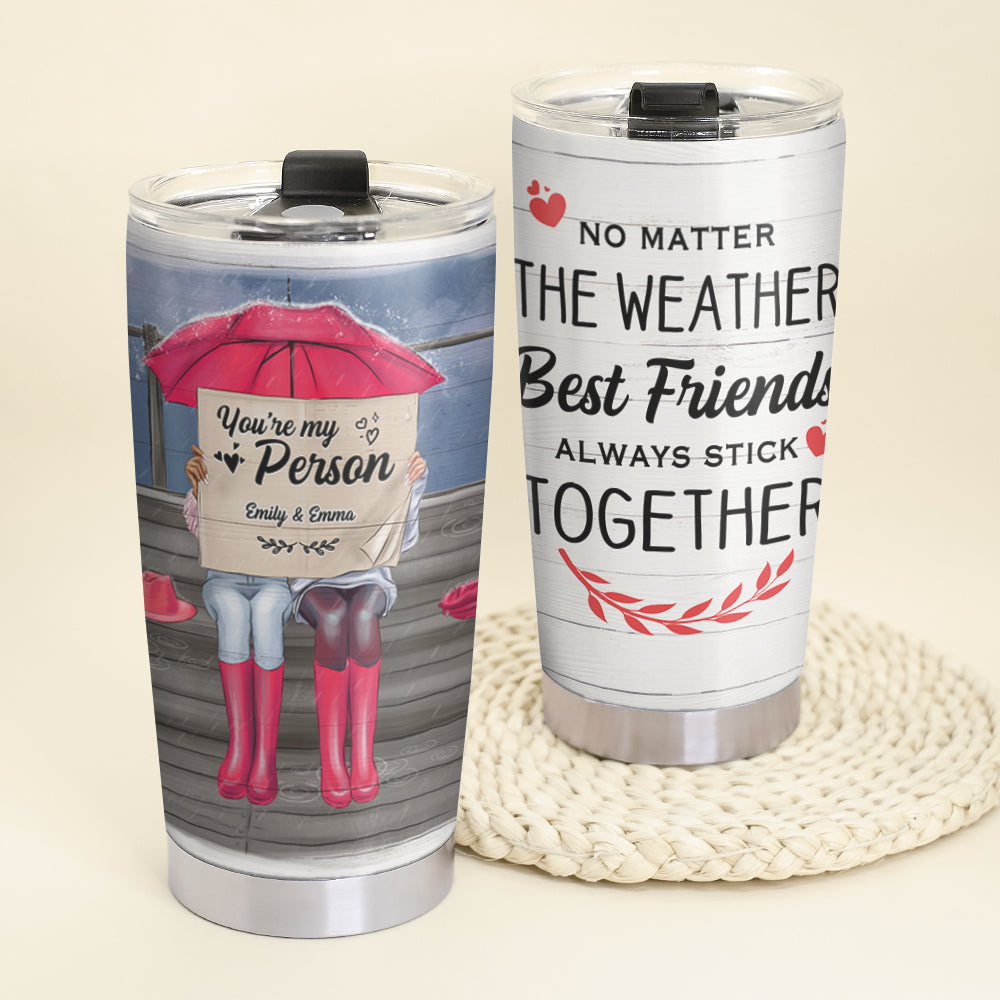 Personalized Friends Tumbler Cup Always Stick Together - Sitting Friends, Bestie - Tumbler Cup - GoDuckee