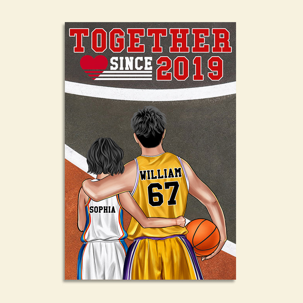 Personalized Basketball Couple Poster - Together Since - Couple Shoulder to Shoulder - Poster & Canvas - GoDuckee