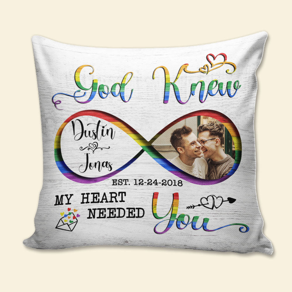 LGBT God Knew My Heart Needed You - Custom Photo Pillow - Pillow - GoDuckee