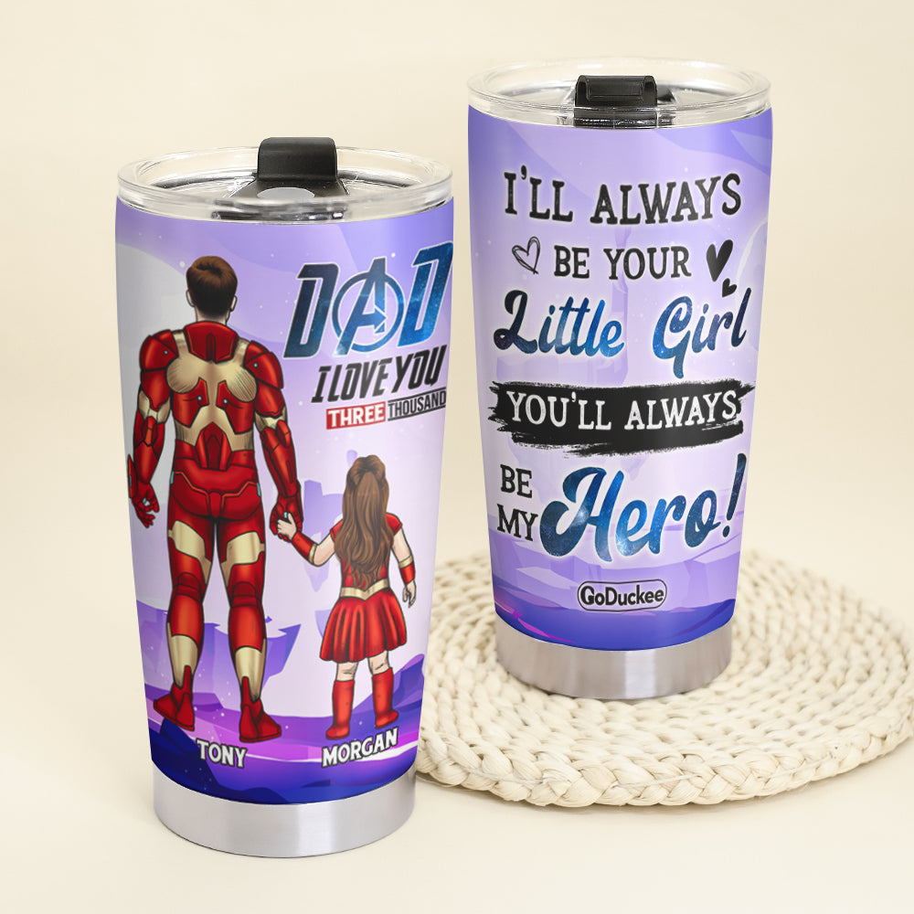 Super Dad, Love You 3000 - Always Be My Hero, Personalized Tumbler, Father's Day Gifts for Dad from Son/ Daughter - Tumbler Cup - GoDuckee