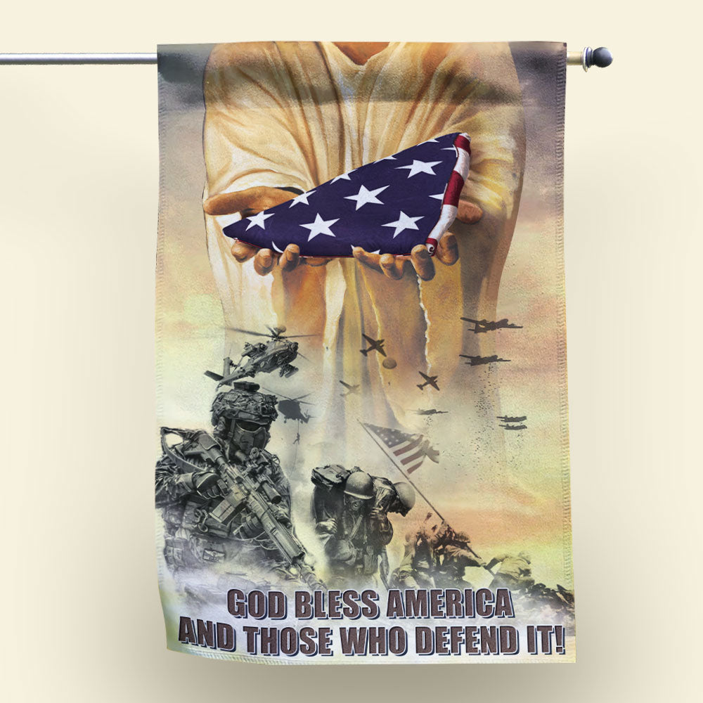 God Bless America And Those Who Defend It! - House Flag - Flag - GoDuckee