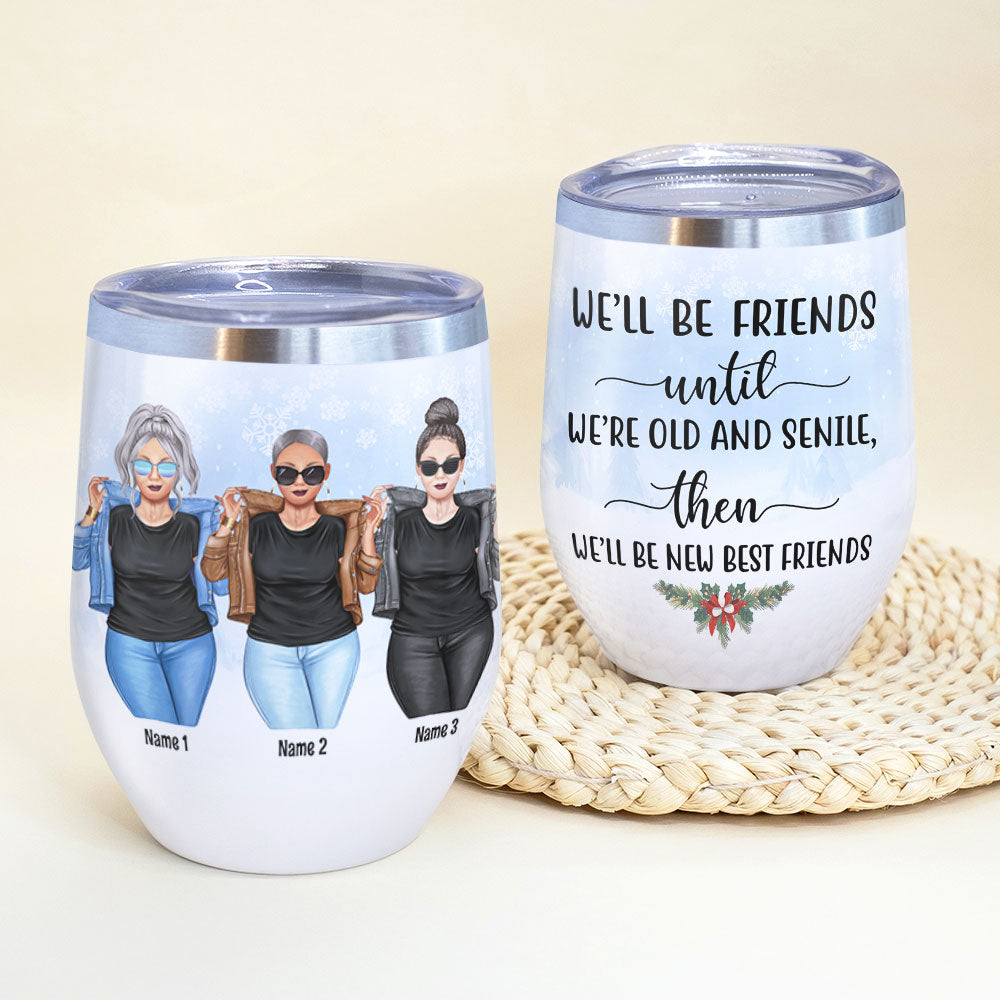 Personalized Cool Badass Women Wine Tumbler - I Hope We Are Friends -  GoDuckee