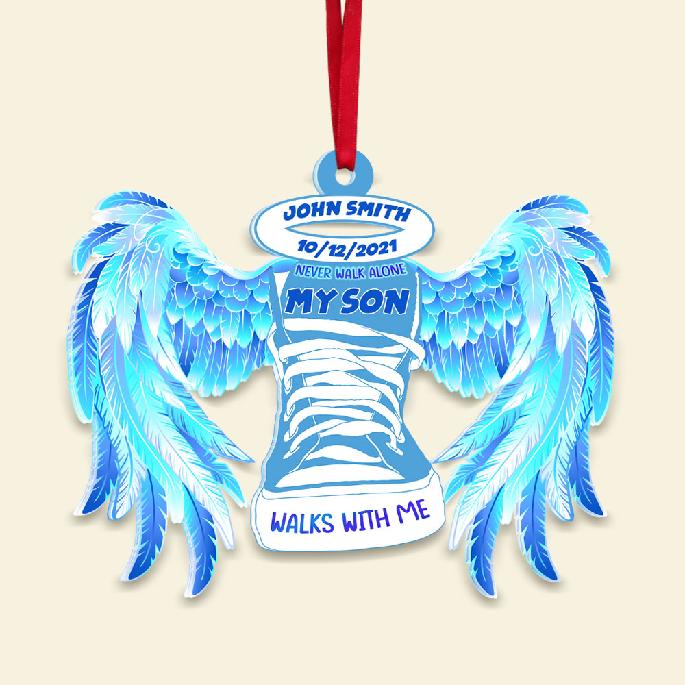 Heaven Angel Shoes Never Walk Alone, Heaven Personalized Shape Acrylic Ornament - Ornament - GoDuckee