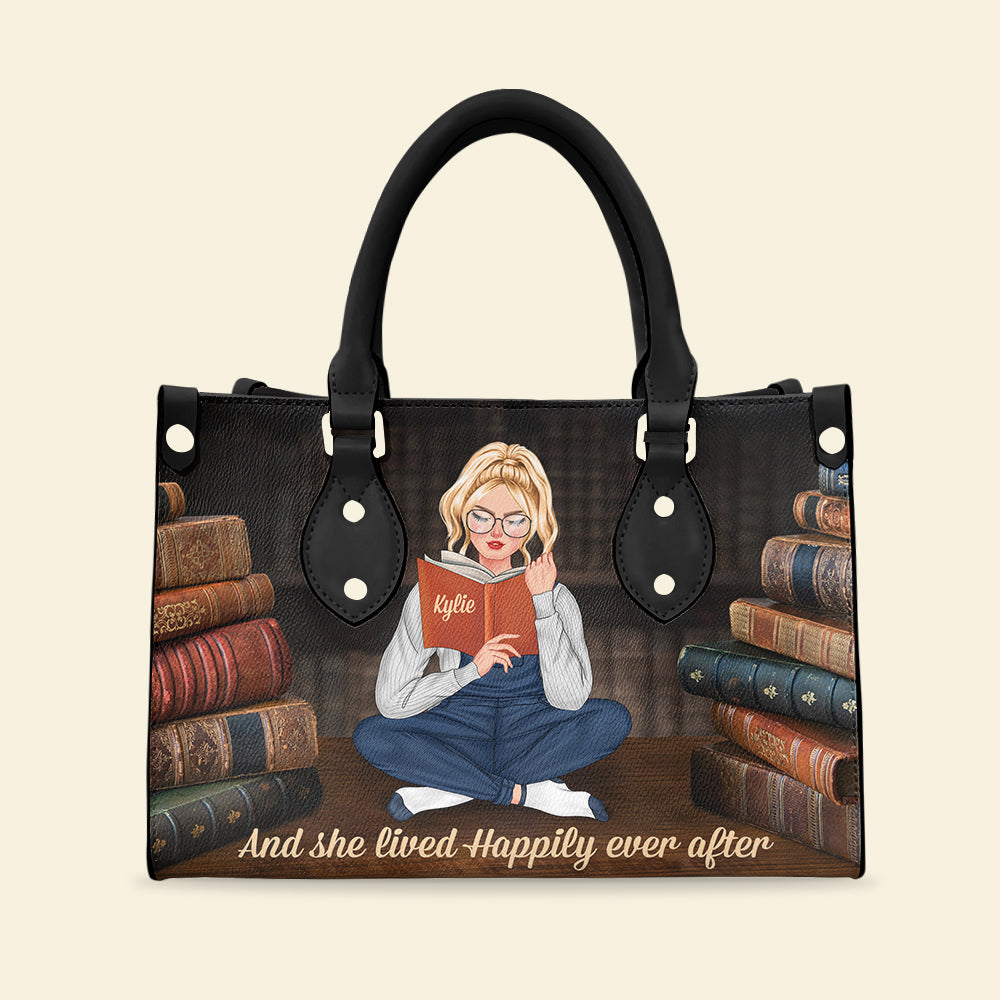 And She Lived Happily Ever After - Personalized Leather Bag - Gift For Book Lovers - Leather Bag - GoDuckee