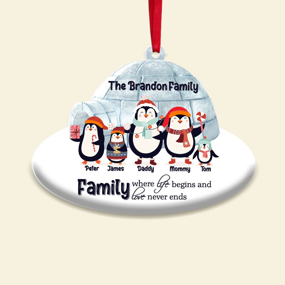 Penguins Family, Where Life Begins And Love Never Ends, Personalized Ornament, Christmas Gift For Family - Ornament - GoDuckee